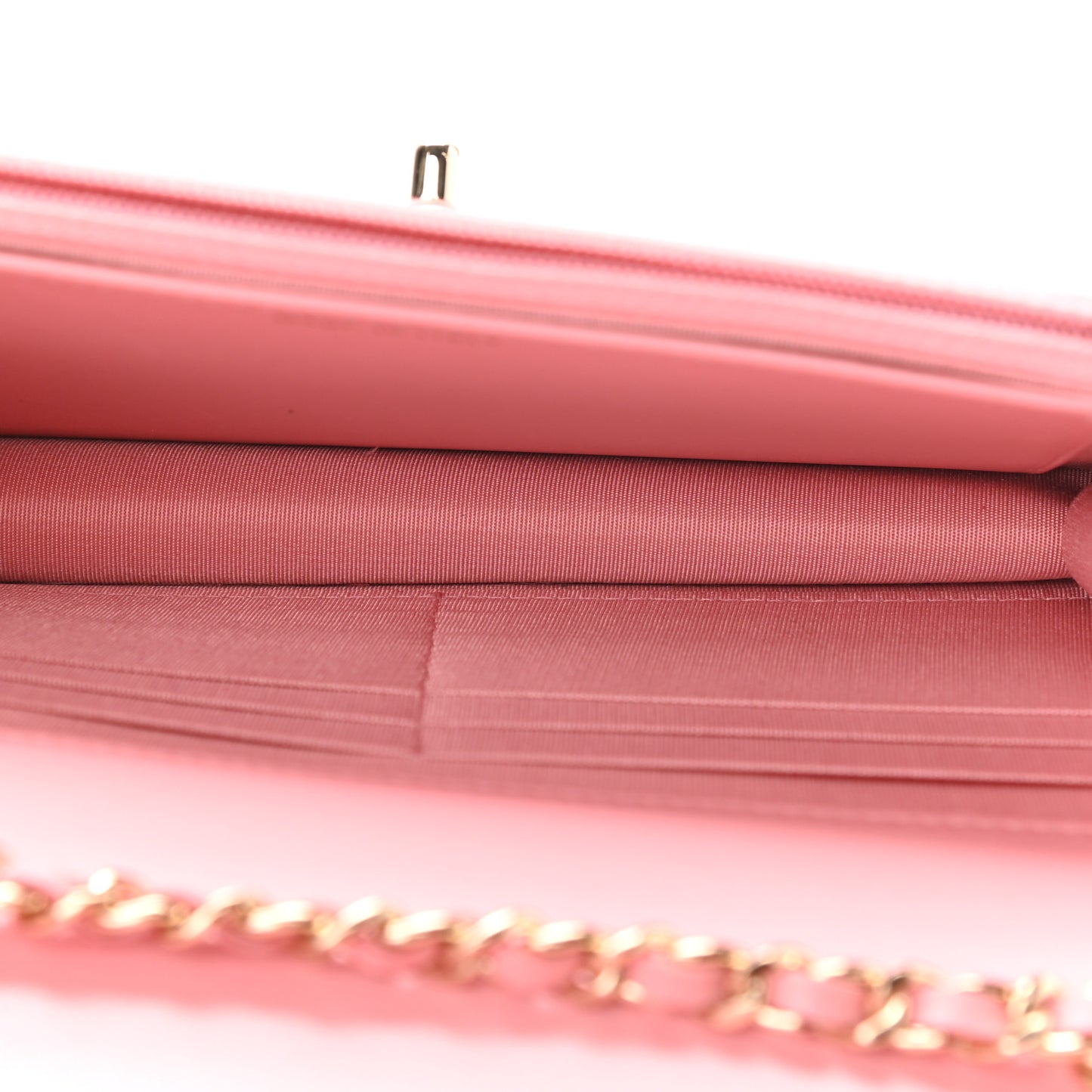 Lambskin Quilted Trendy CC Wallet On Chain WOC Pink