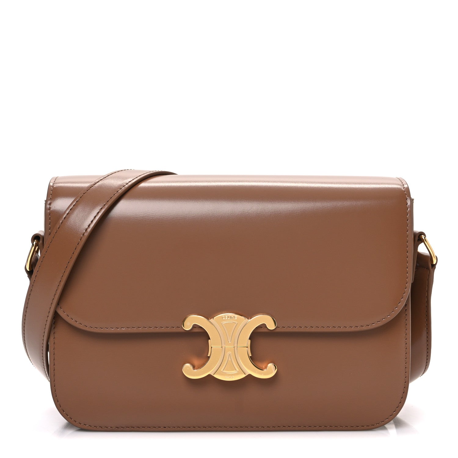Celine Shiny Calfskin Medium Triomphe Bronze 1 of 10