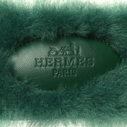 Hermes Woolskin Oran Sandals 35 Vert Anglais 7 of 8