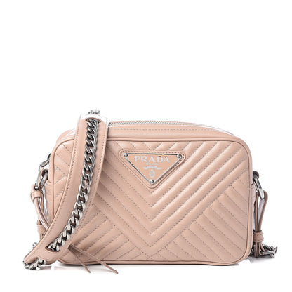 Prada Soft Calfskin Chevron Diagramme Crossbody Bag Cipria 1 of 10