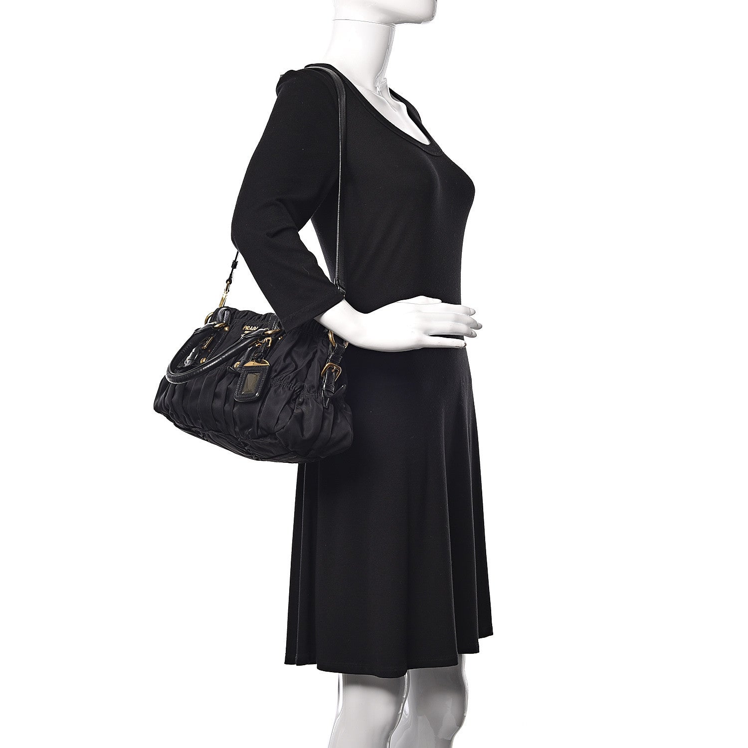 Prada Tessuto Nylon Gaufre Shopping Satchel Black 2 of 16