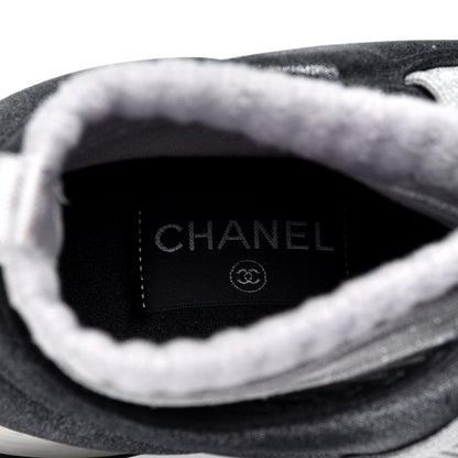 Chanel Glitter Stretch Fabric CC Sneakers 39 Grey Black 6 of 6