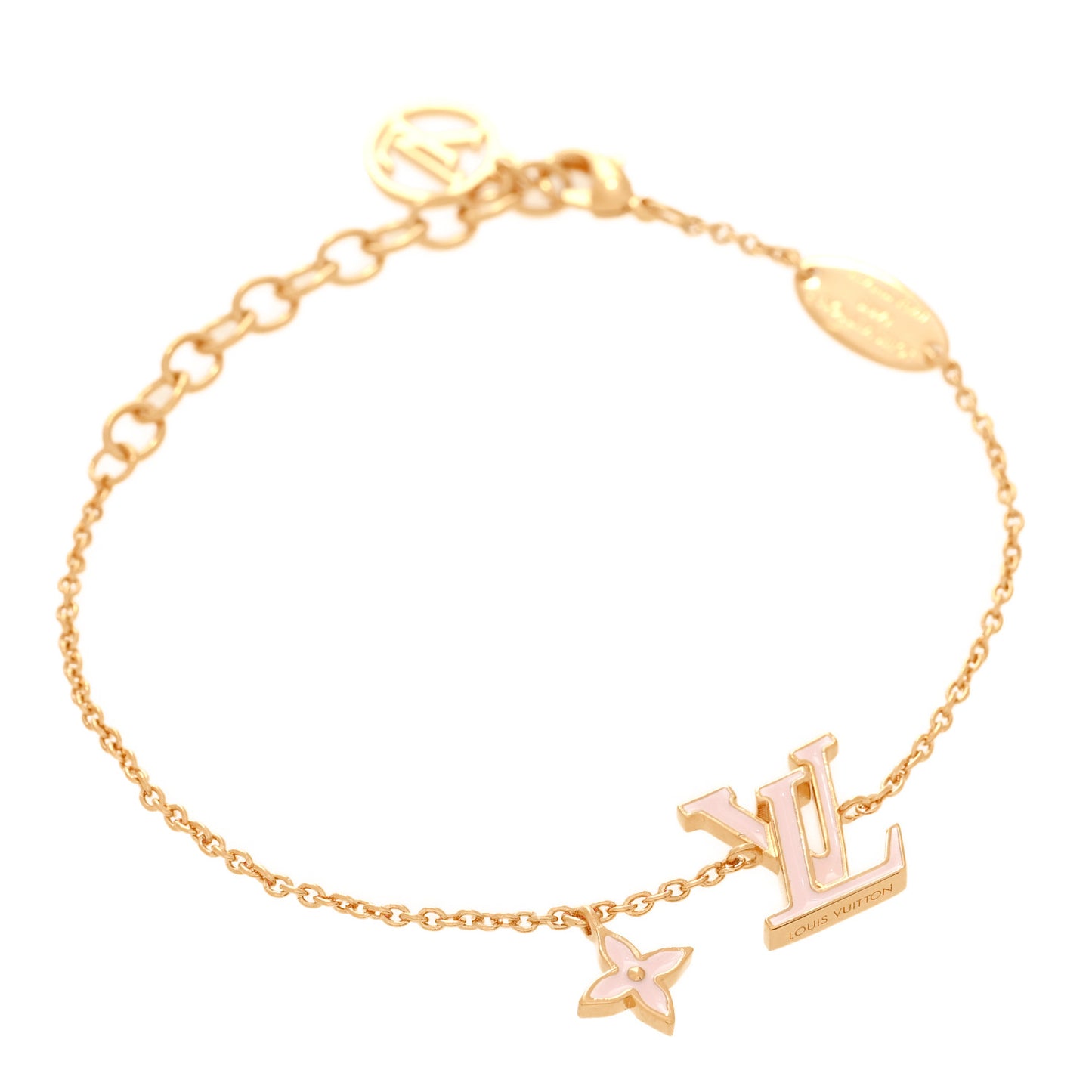 Metal Enamel LV Iconic Bracelet Gold Light Pink