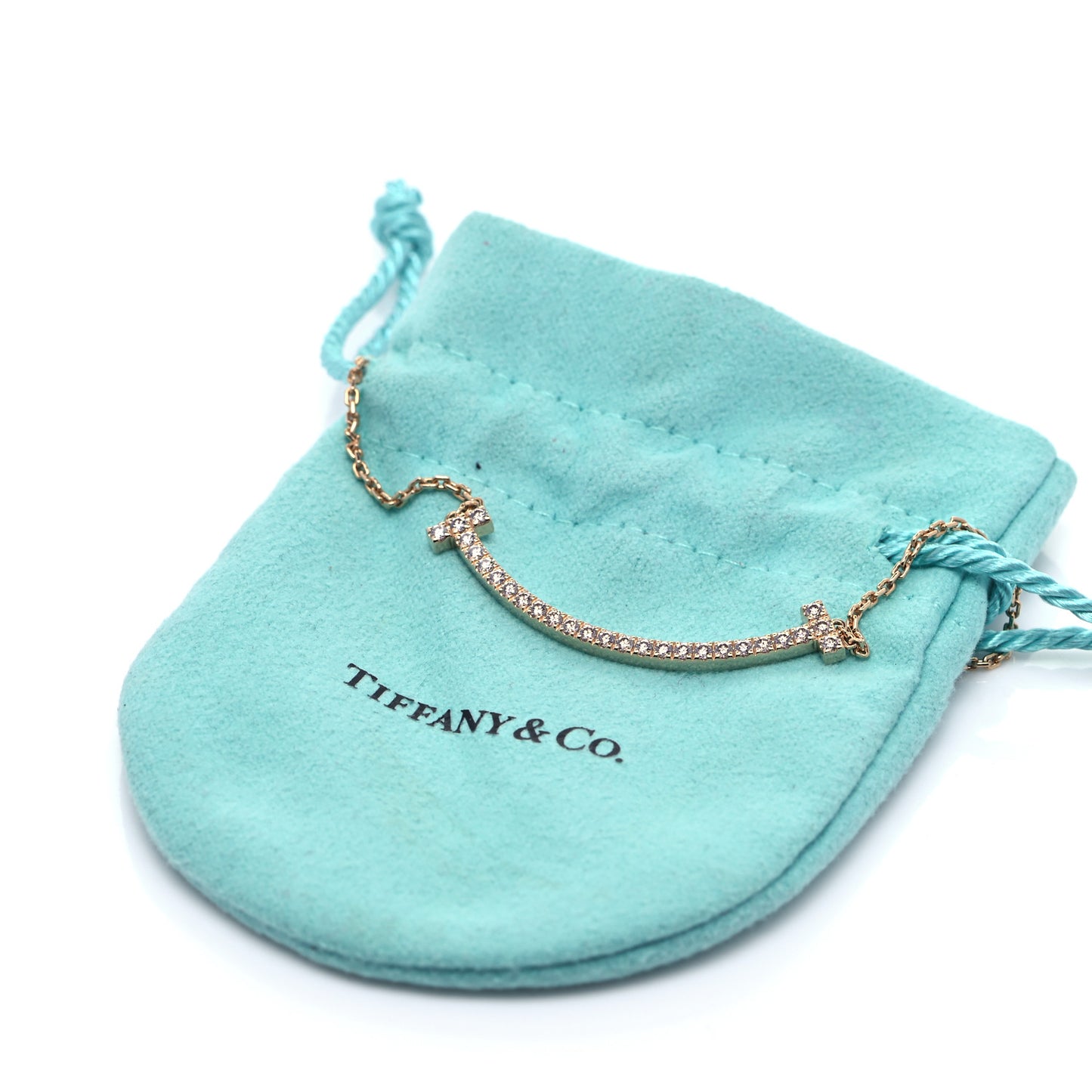 18K Rose Gold Diamond Medium T Smile Pendant Necklace