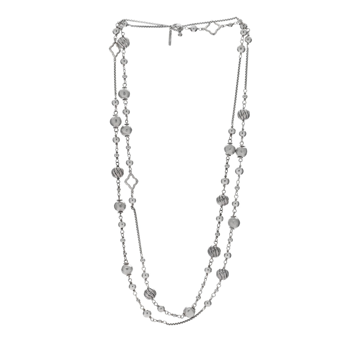 Sterling Silver Quatrefoil Bead Chain Necklace