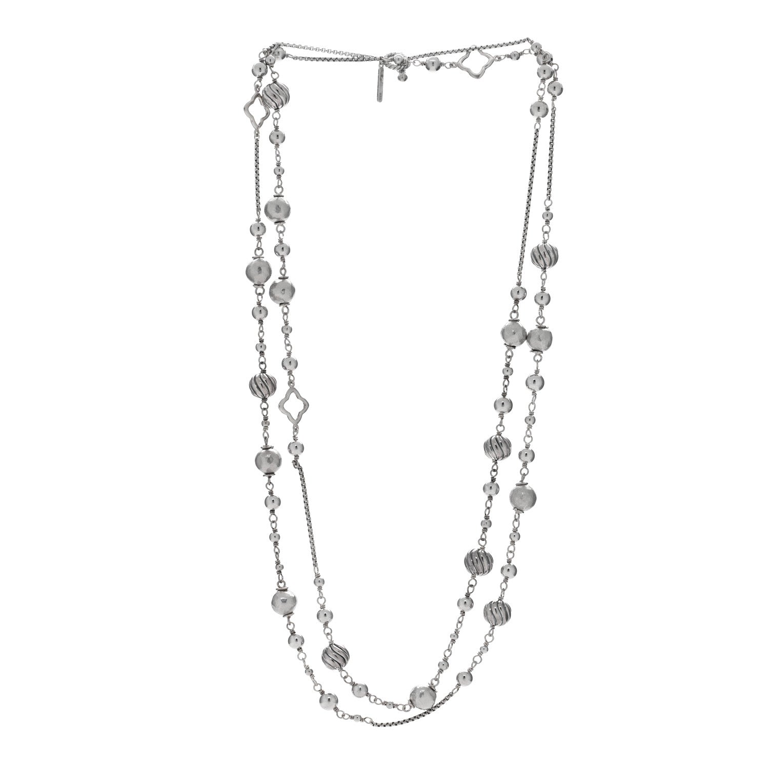 David Yurman Sterling Silver Quatrefoil Bead Chain Necklace 3 of 4