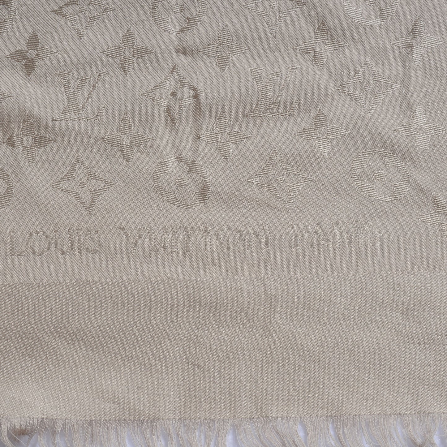 Silk Wool Monogram Shawl White