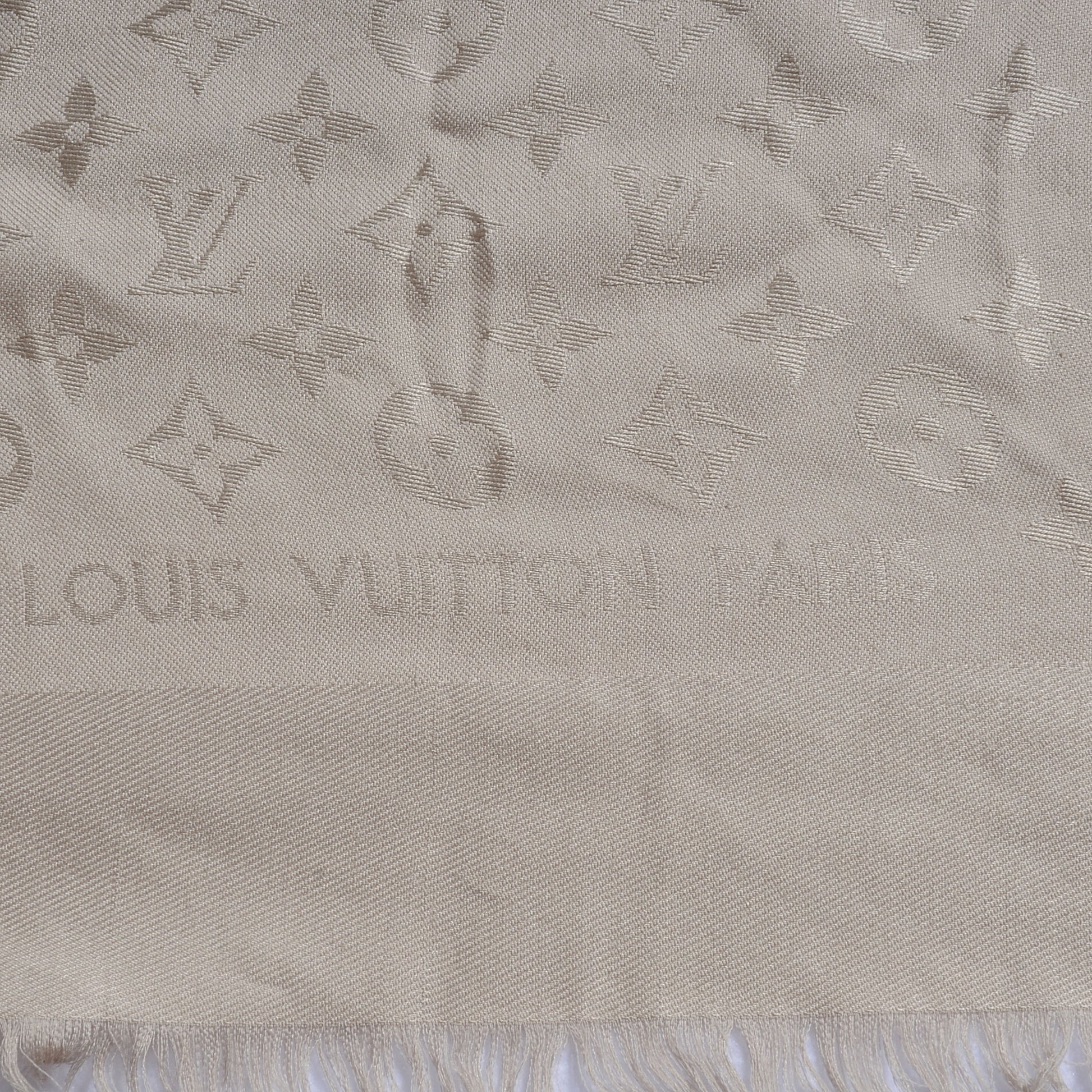 Louis Vuitton Silk Wool Monogram Shawl White 3 of 4