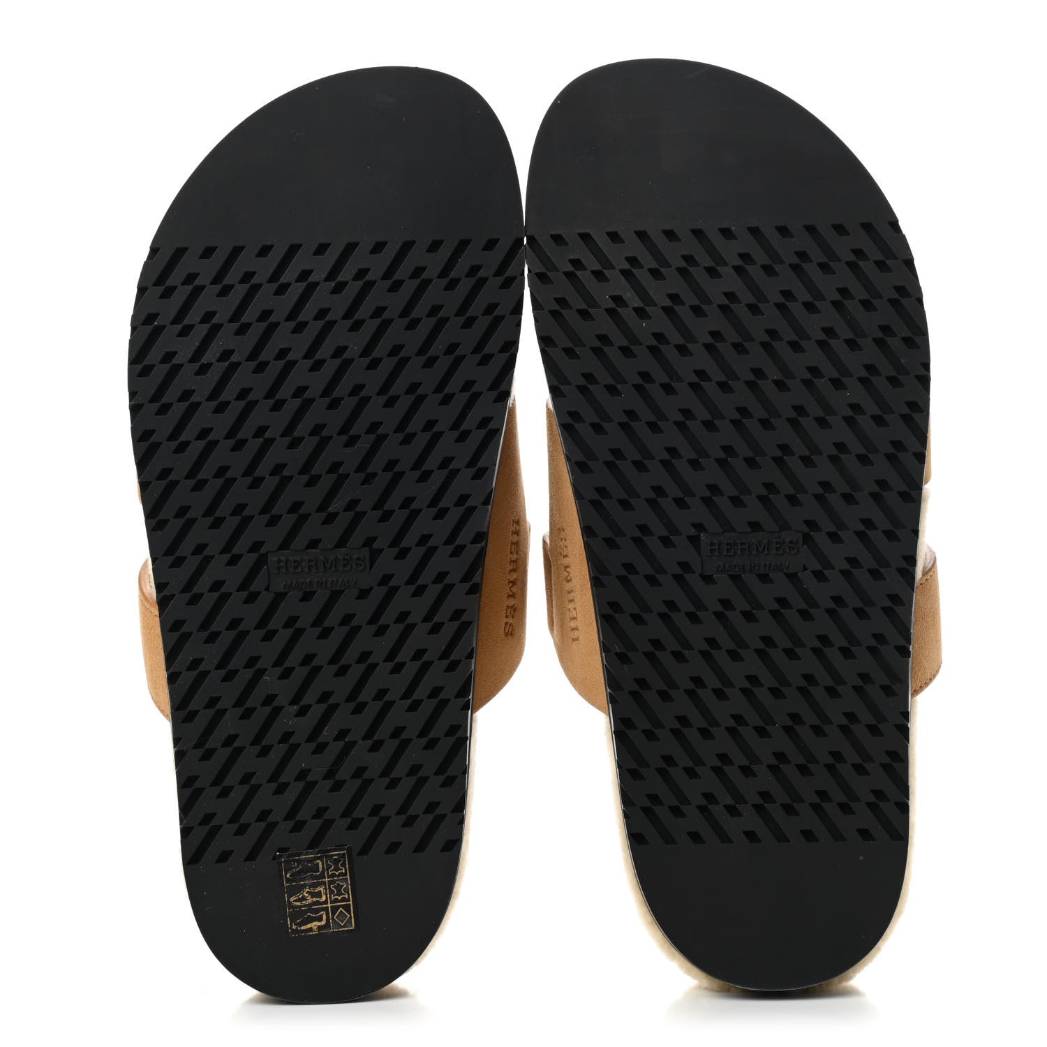 Hermes Suede Goatskin Woolskin Womens Chypre Sandals 38 Golden Beige 5 of 8