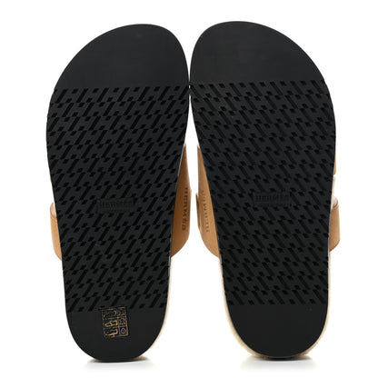 Hermes Suede Goatskin Woolskin Womens Chypre Sandals 38 Golden Beige 5 of 8