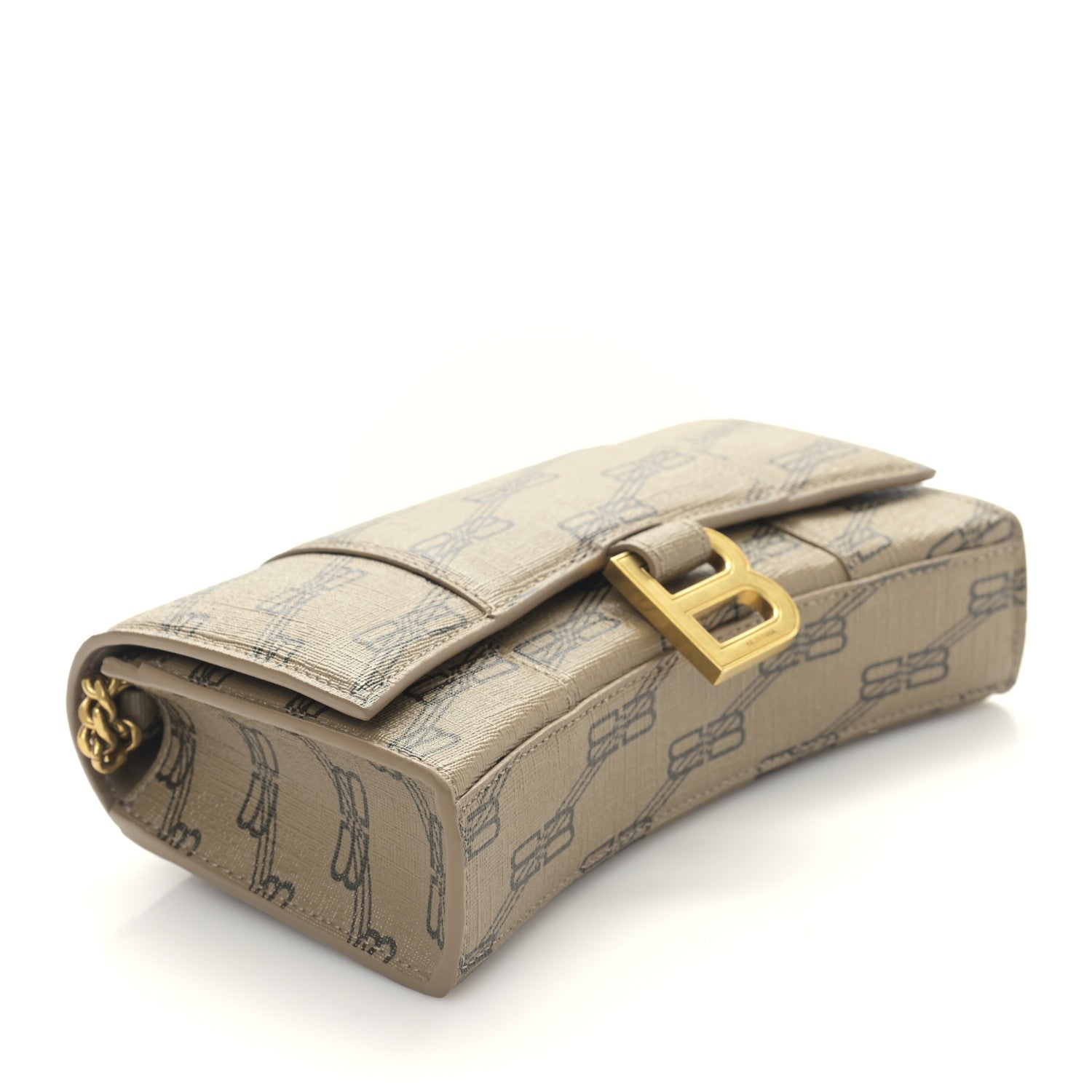 Balenciaga Coated Canvas BB Monogram Hourglass Chain Bag Beige Brown 4 of 8