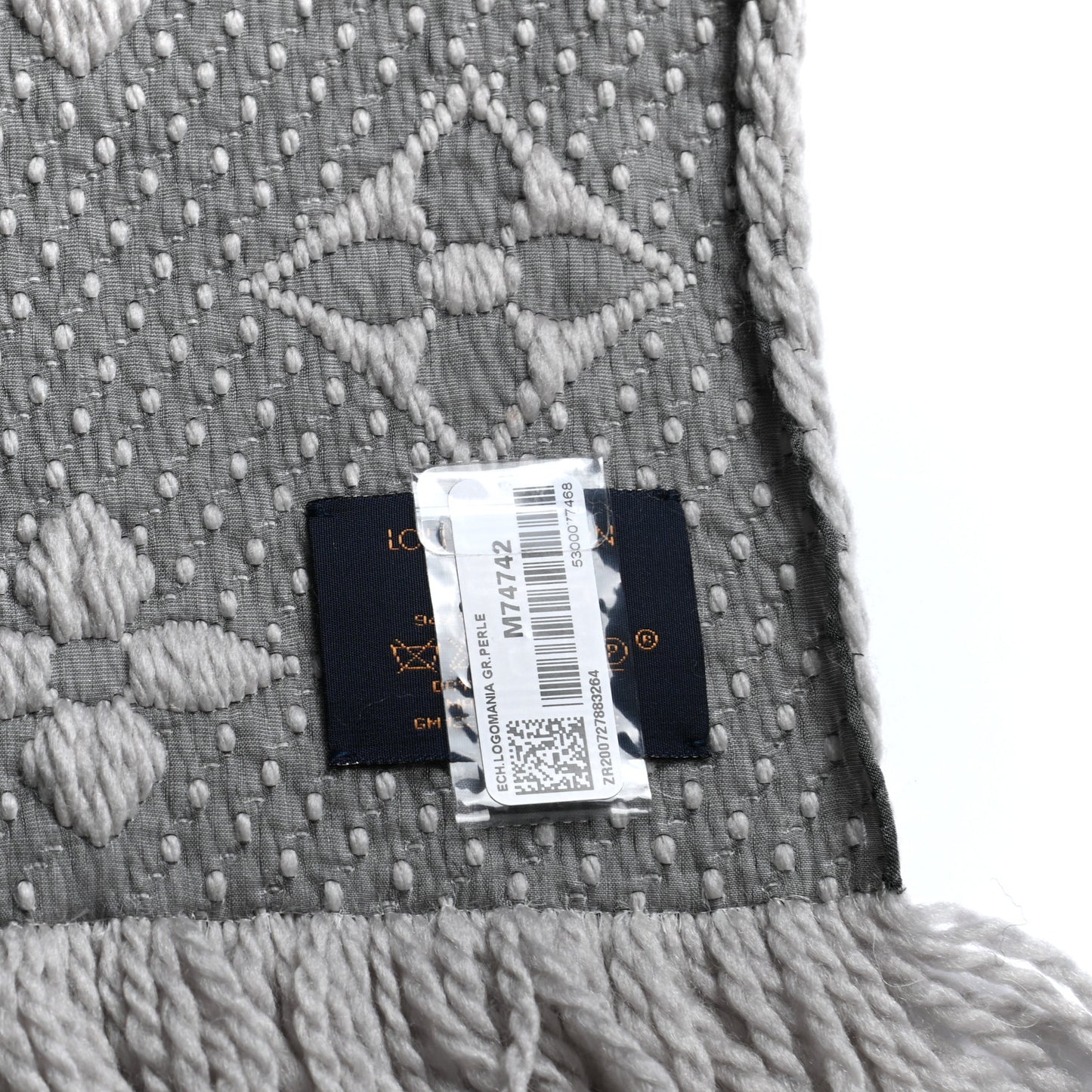 Wool Silk Logomania Scarf Pearl Grey