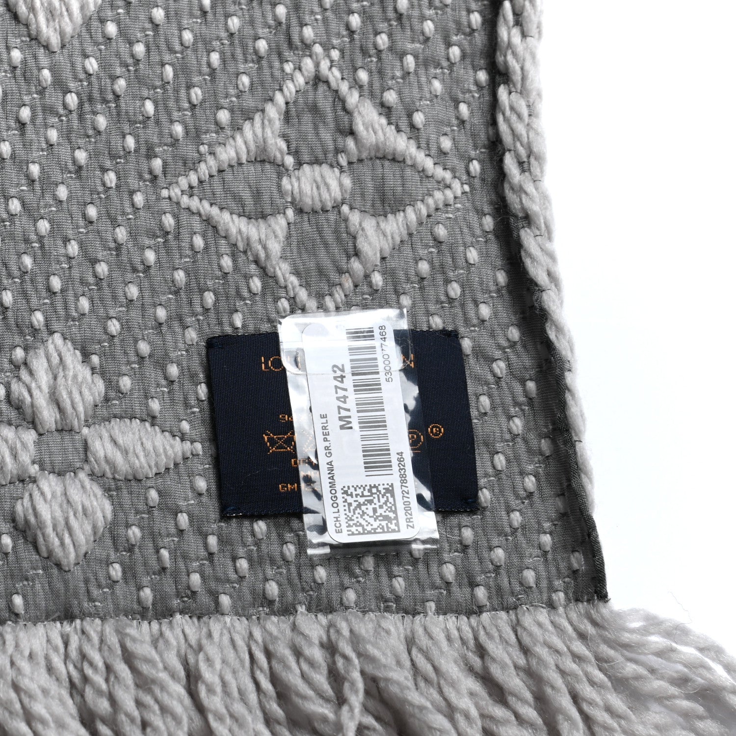 Louis Vuitton Wool Silk Logomania Scarf Pearl Grey 3 of 4