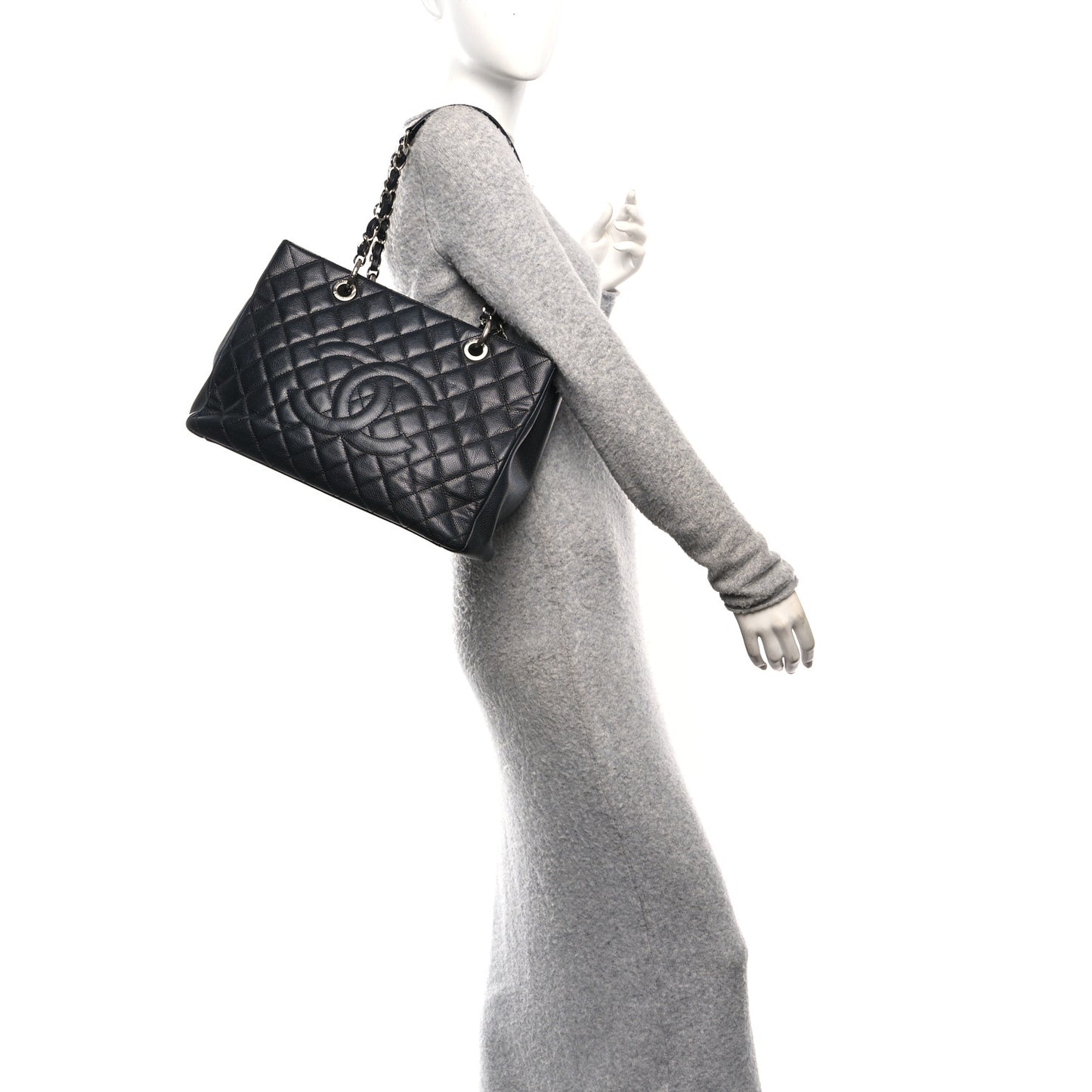 Caviar Quilted Grand Shopping Tote GST Black