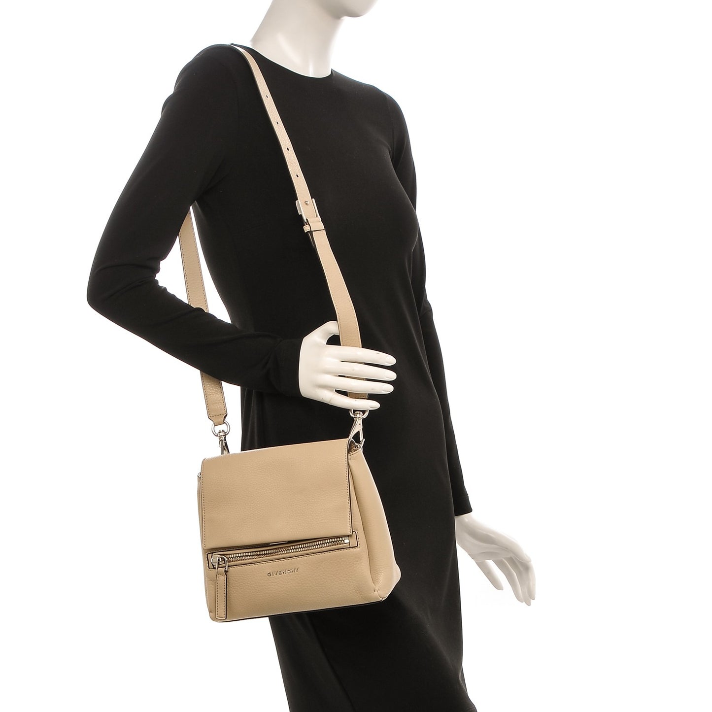 Calfskin Small Pandora Pure Flap Bag Sand