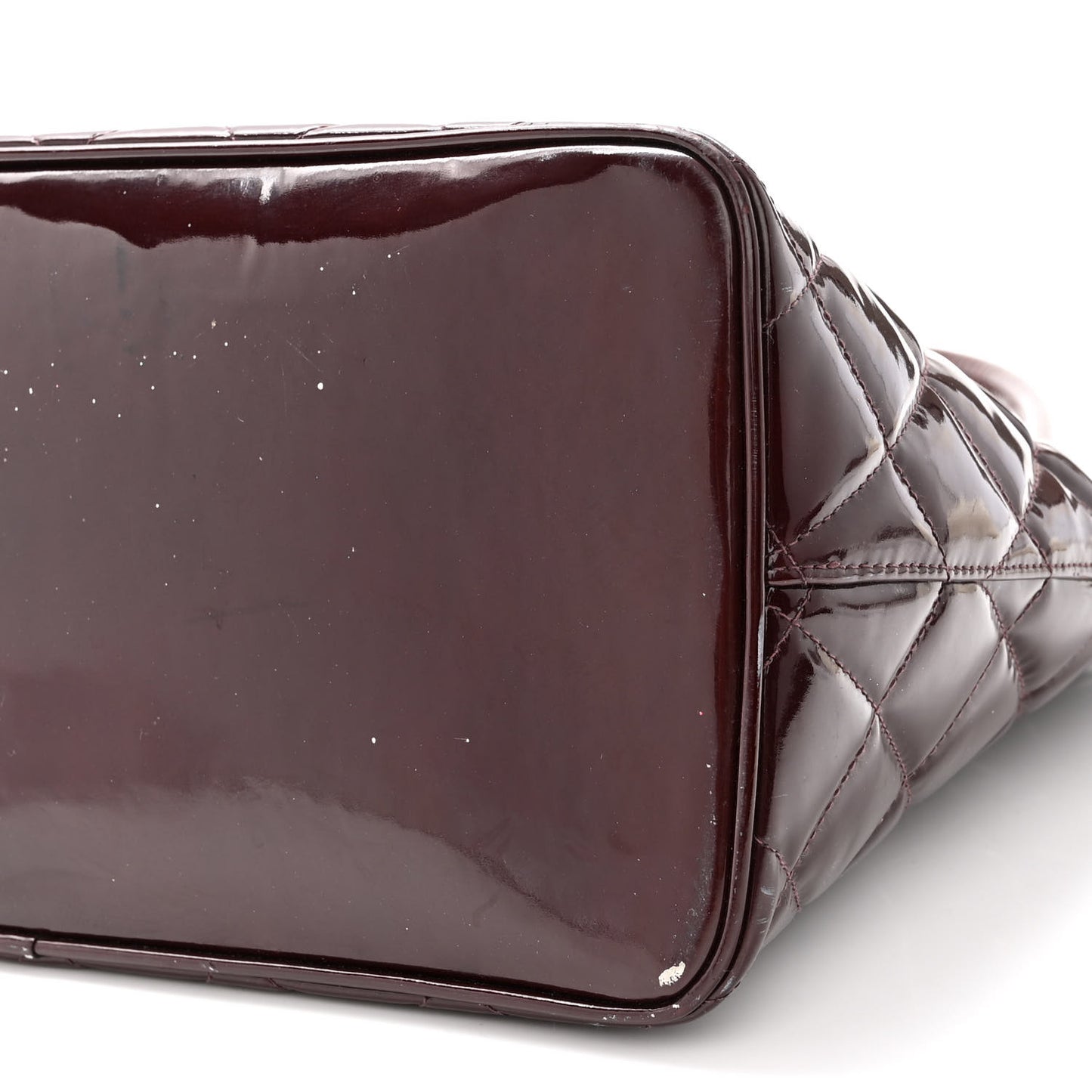 Patent Quilted Medallion Tote Burgundy