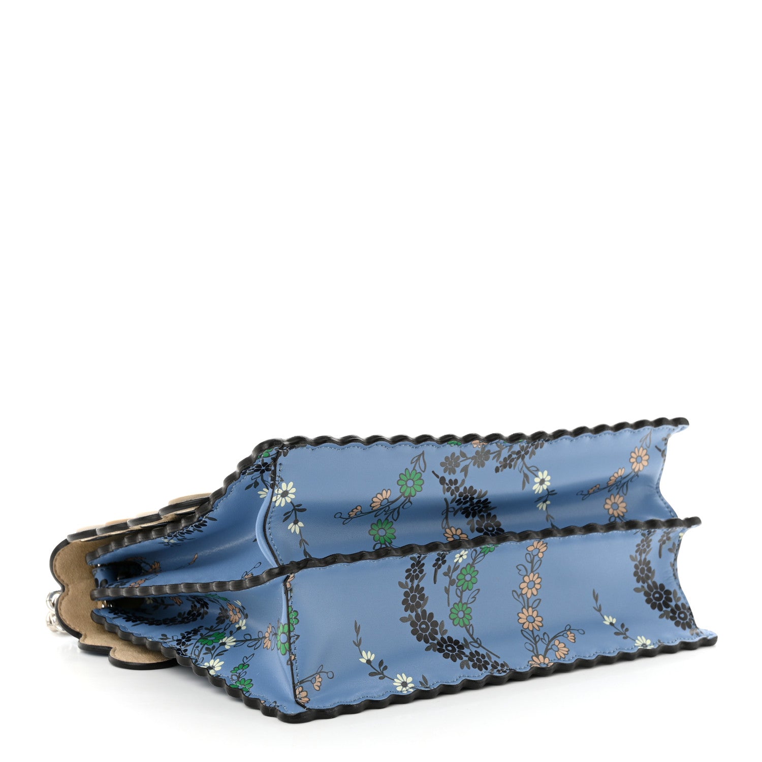 Fendi Vitello Liberty Japanese Blossom Scalloped Studded Grommet Kan I Shoulder Bag Nebula Multicolor 4 of 10