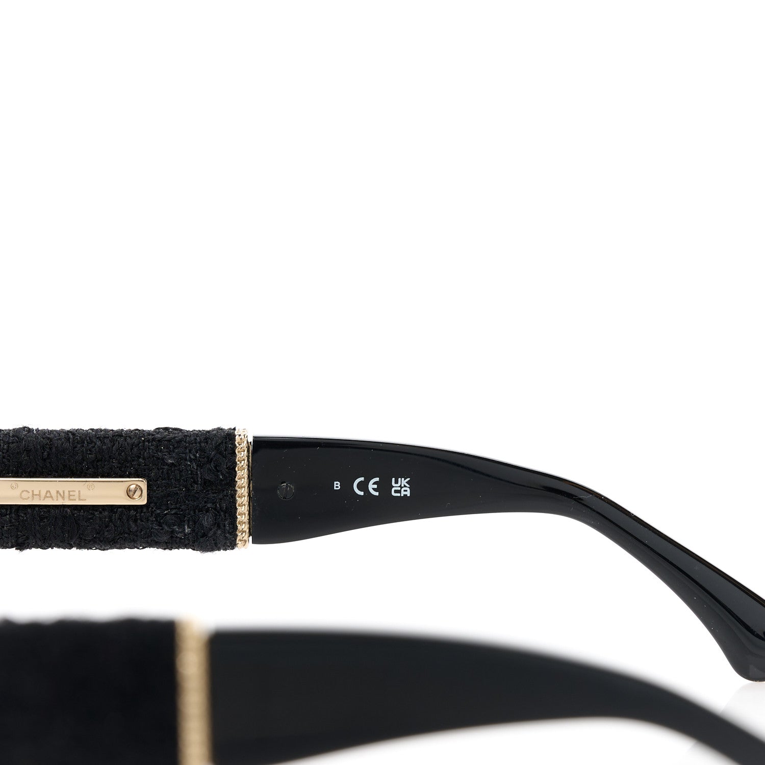 Chanel Acetate Tweed Wool CC Rectangle Sunglasses 5514 Black 8 of 10