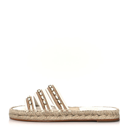 Chanel Lambskin Chain Espadrille Slip On Sandals 41 White 1 of 10
