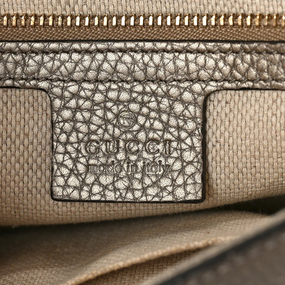 Gucci Metallic Pebbled Calfskin Medium Soho Flap Crossbody Golden Beige 6 of 10