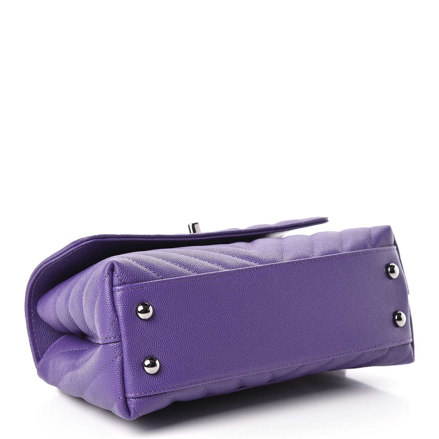 Caviar Chevron Quilted Mini Coco Handle Flap Purple
