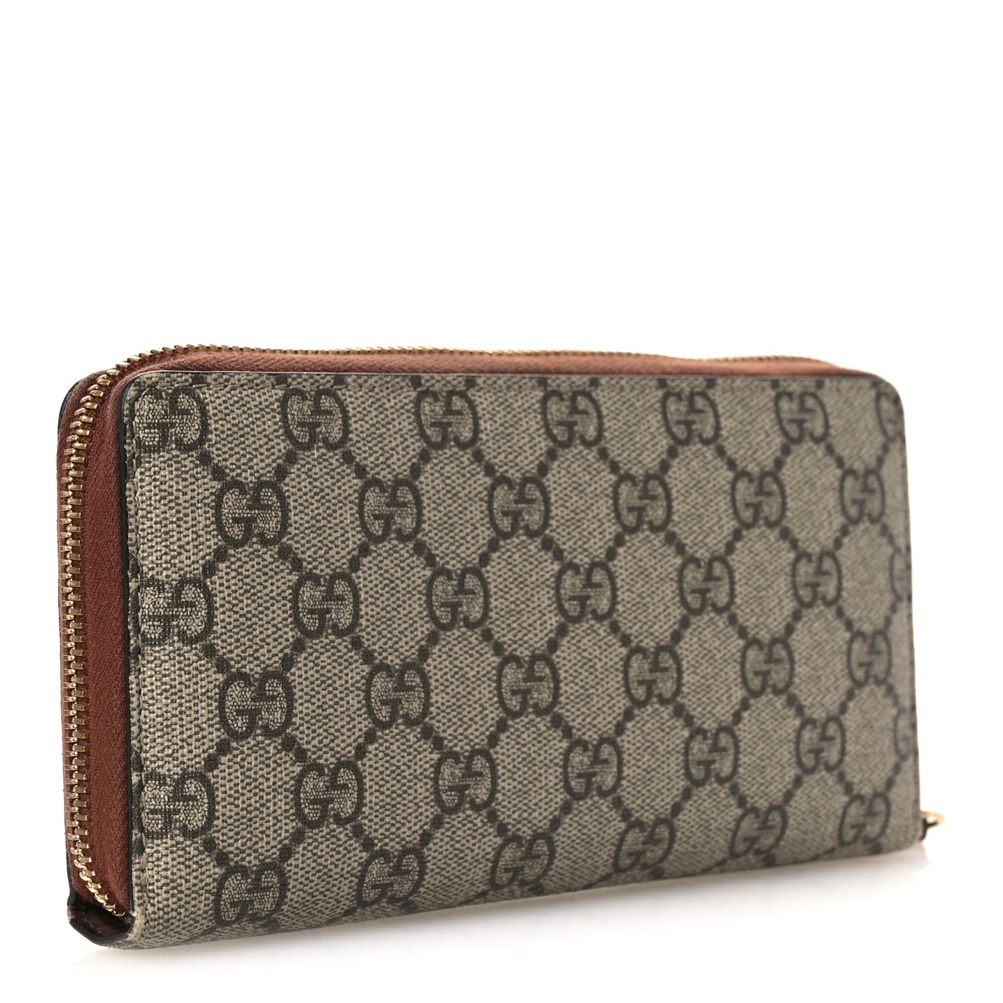GG Supreme Monogram Cuoio Toscano Zip Around Wallet Beige Ebony Cuir