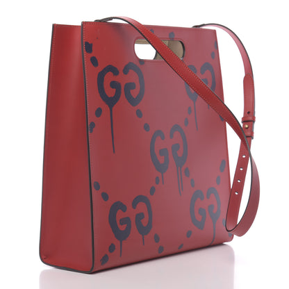 Gucci Calfskin GucciGhost Real Medium XL Tote Hibiscus Red 3 of 11