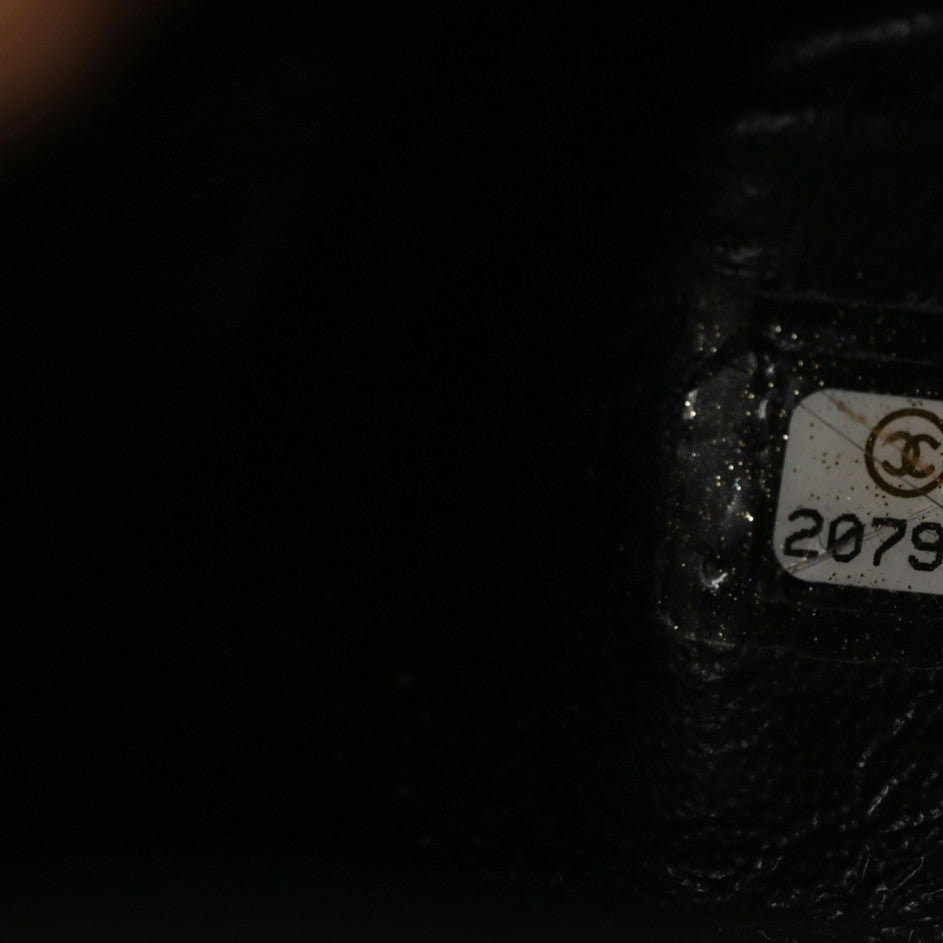 Aged Calfskin Quilted Medium Medallion Flap Black