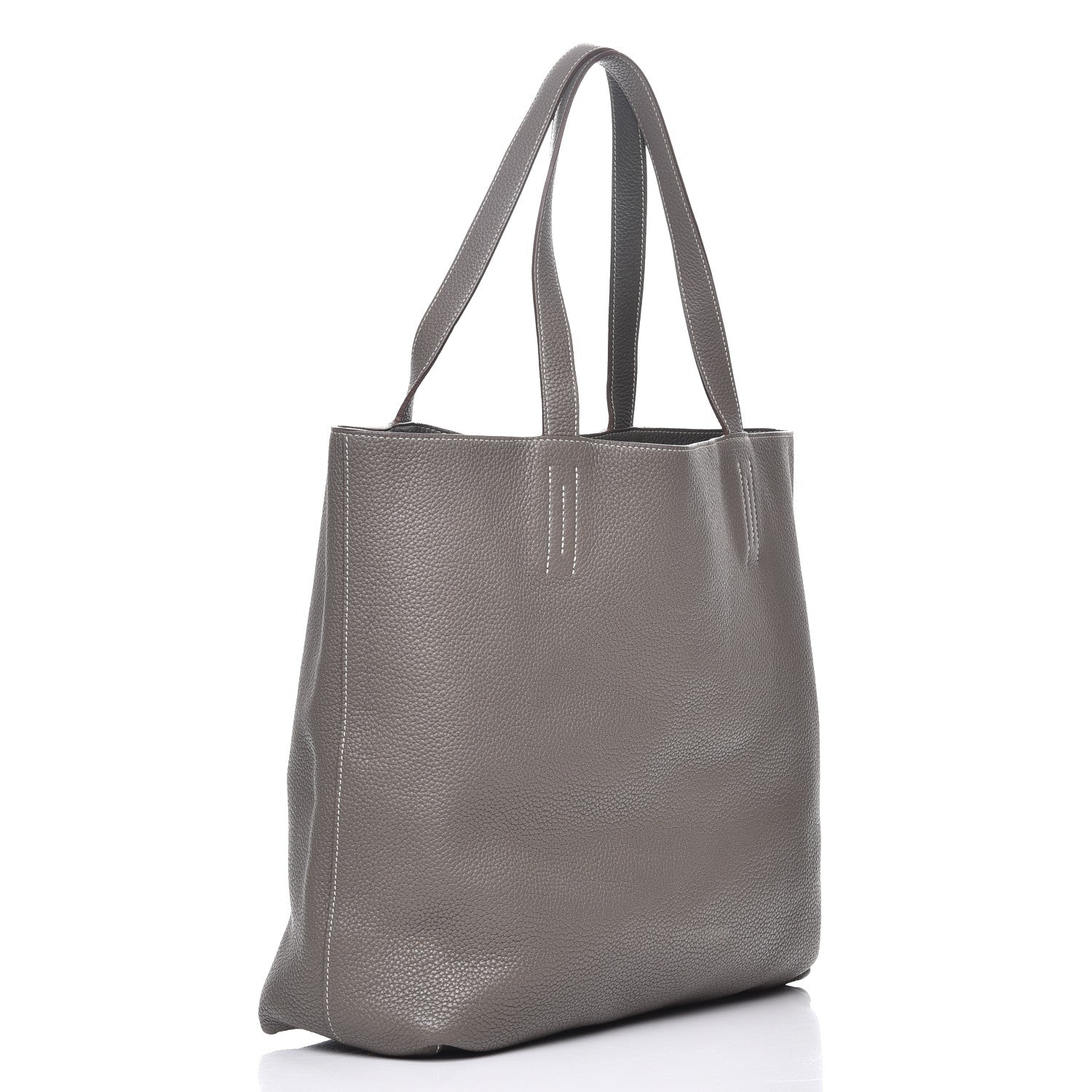 Hermes Taurillon Clemence Double Sens 45 Reversible Tote Etoupe Etain 5 of 11