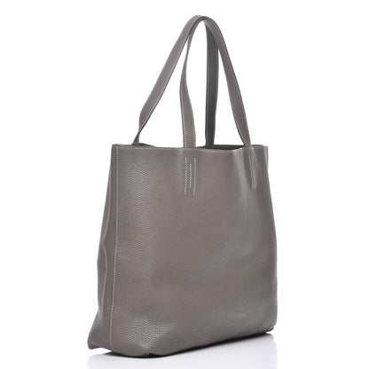 Hermes Taurillon Clemence Double Sens 45 Reversible Tote Etoupe Etain 5 of 11