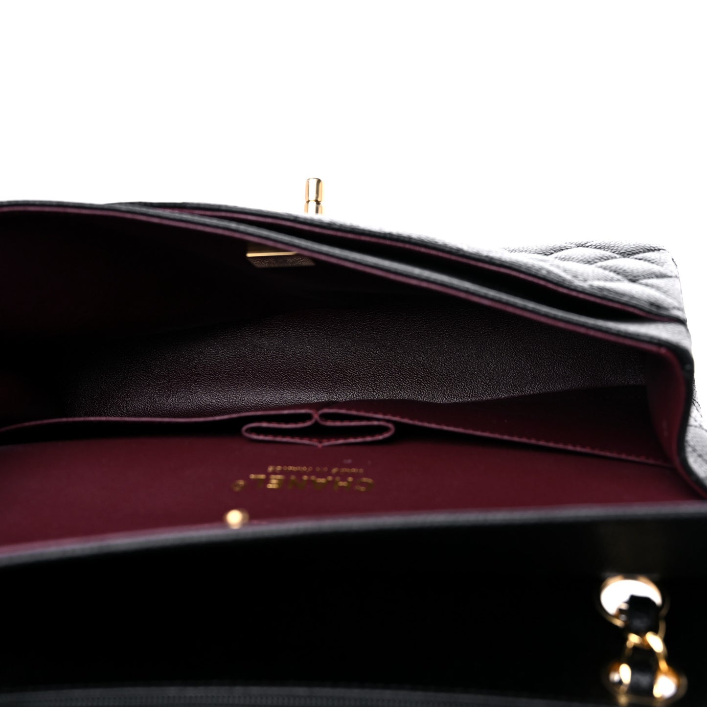 Caviar Quilted Medium Double Flap Black