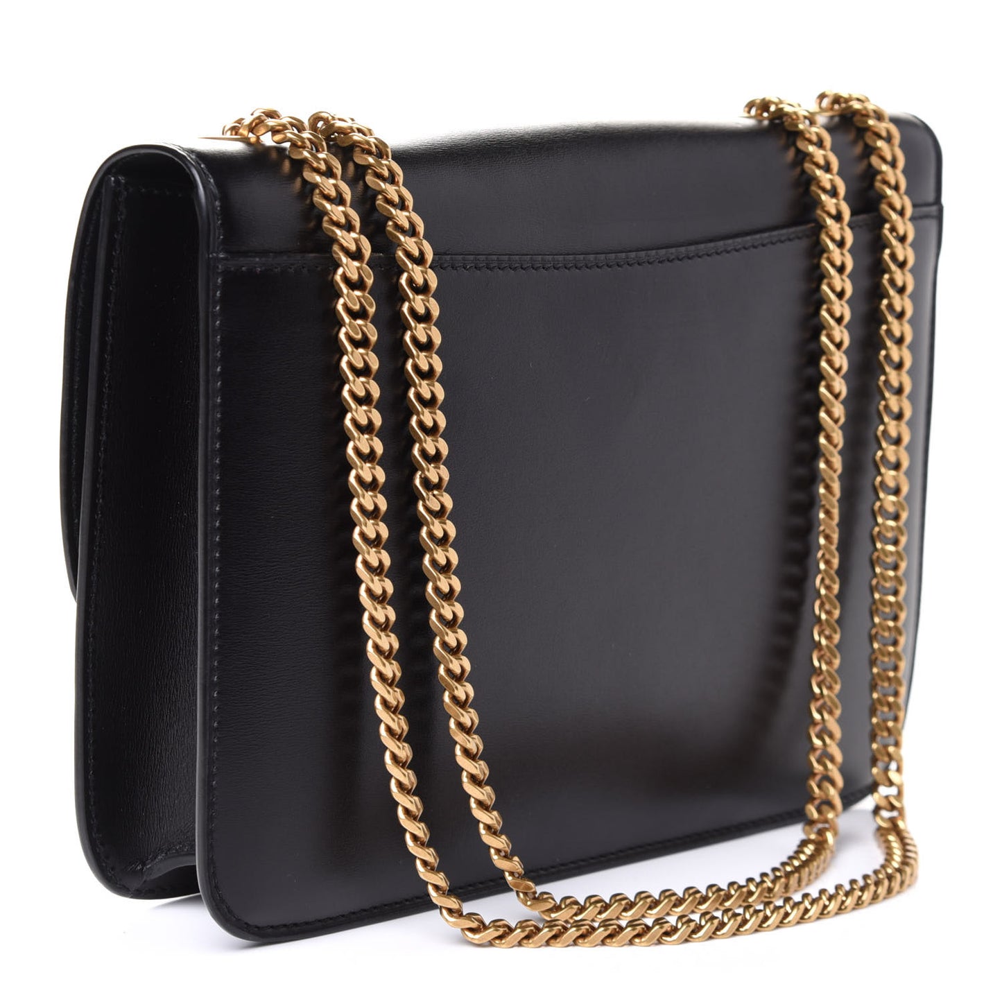 Box Calfskin Tuc Chain Shoulder Bag Black