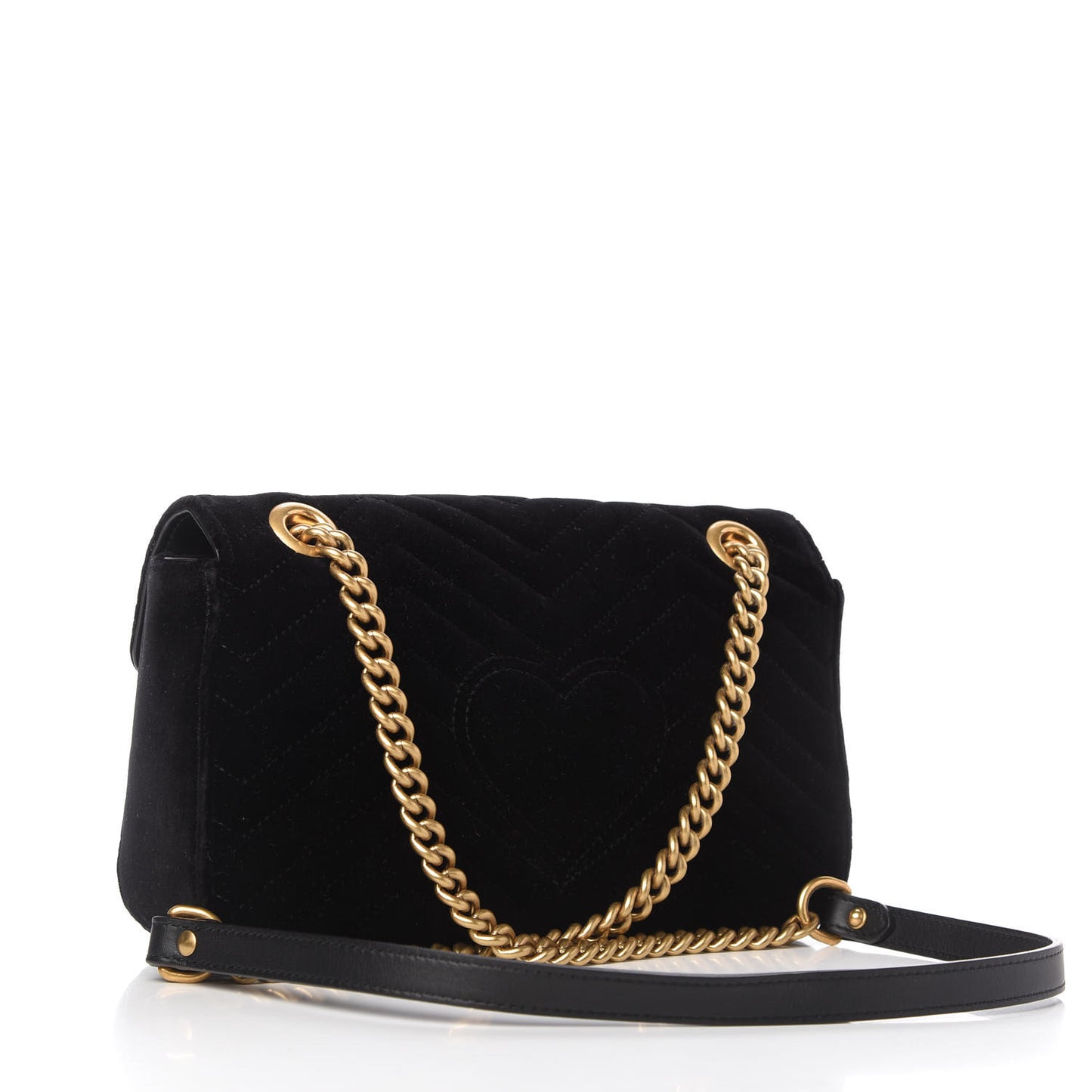 Velvet Matelasse Small GG Marmont Shoulder Bag Black