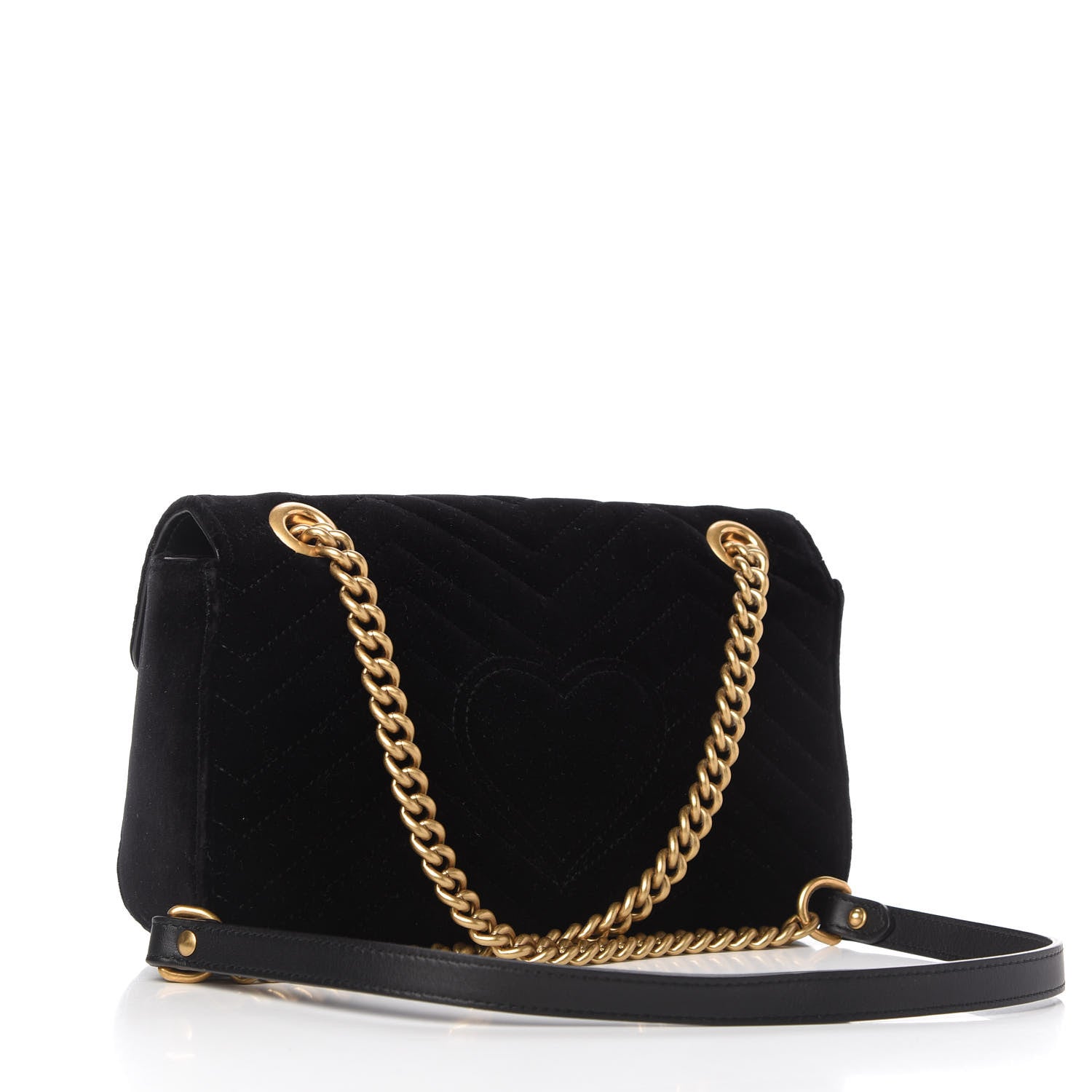 Gucci Velvet Matelasse Small GG Marmont Shoulder Bag Black 3 of 10