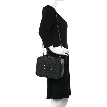 Chanel Caviar Quilted Large CC Filigree Vanity Case Black 2 of 12