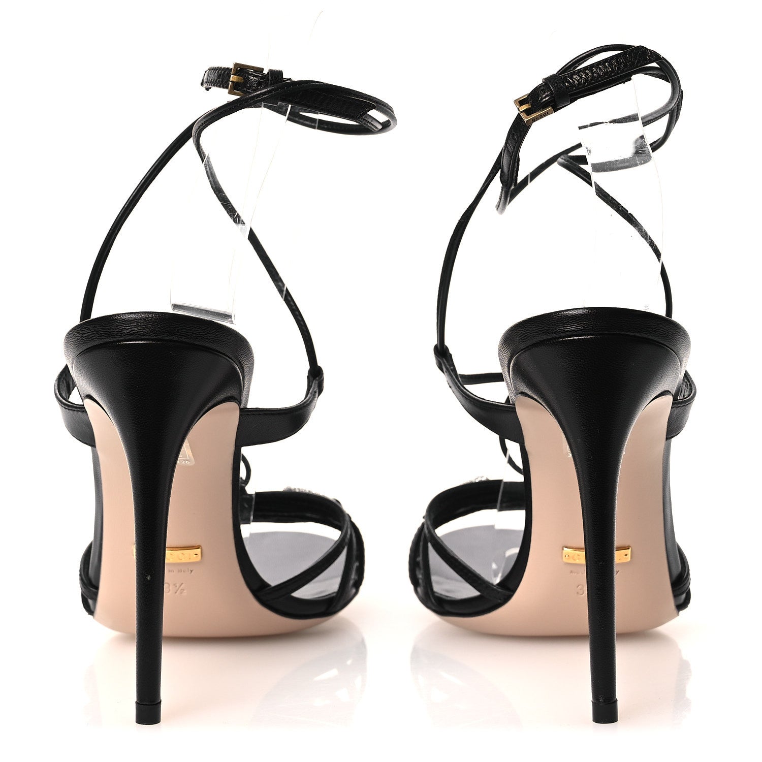 Gucci Malaga Kid Crystal Strappy Horsebit Sandals 39.5 Black 5 of 10
