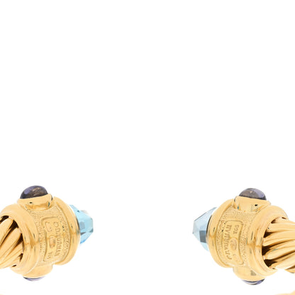 David Yurman 18K Yellow Gold Blue Topaz Peridot Iolite 10mm Renaissance Cable Bracelet 3 of 3
