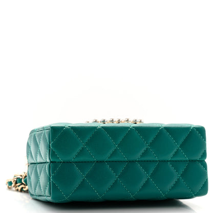 Chanel Lambskin Quilted Pearl CC Vanity Case Turquoise 4 of 11