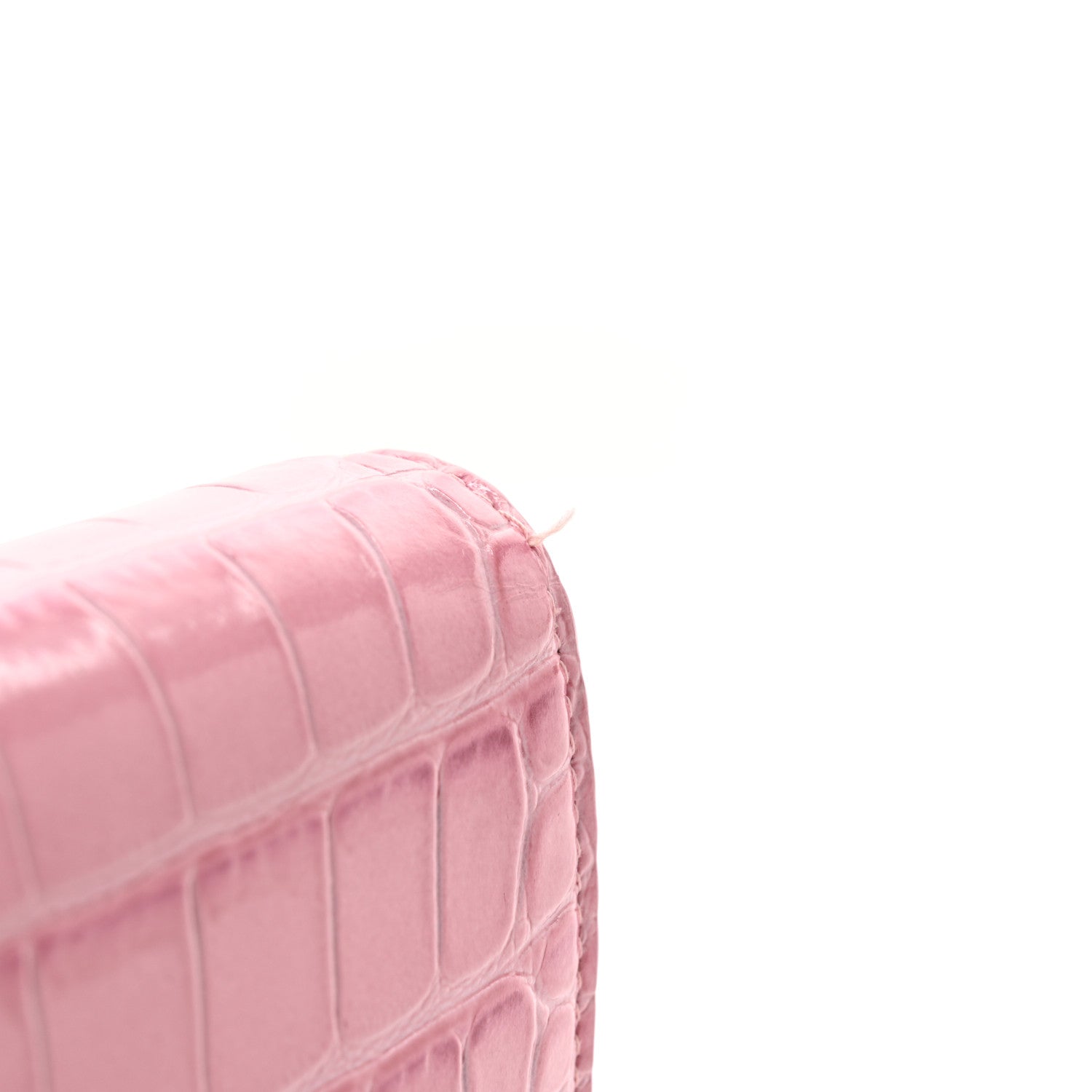 Balenciaga Patent Crocodile Embossed B Wallet On Chain Pink 14 of 18