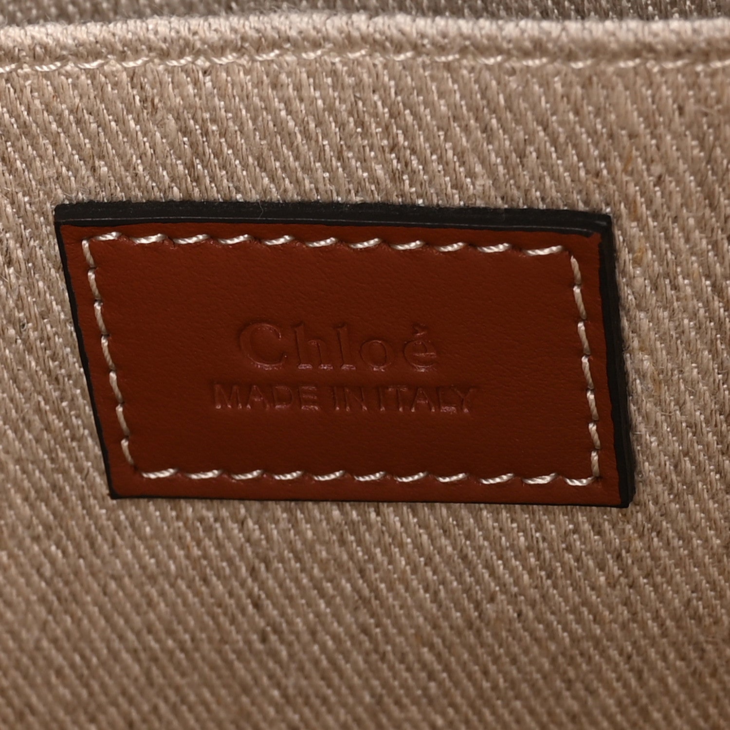 Chloe Cotton Calfskin Medium Woody Ribbon Fringe Tote Sepia Brown 6 of 10