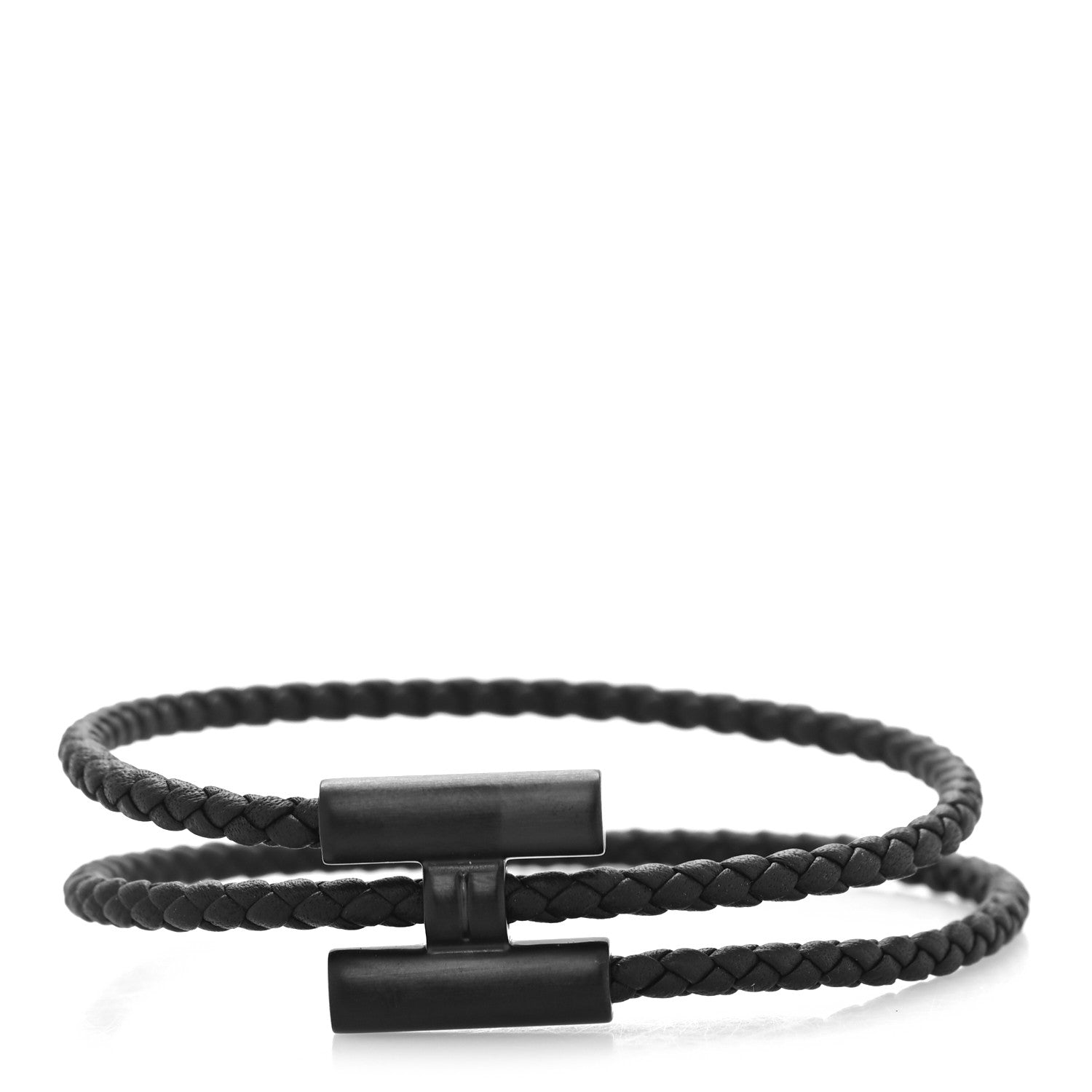 Hermes Swift Double Wrap Cord Tournis Tresse Bracelet T6 Black 1 of 5