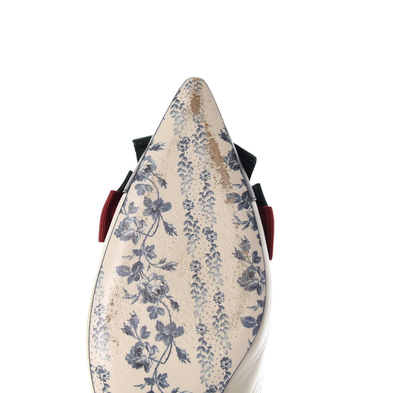 Gucci Malaga Kid Web Bow Jane Low Heel Slingback Pumps 38.5 Vintage White 13 of 15
