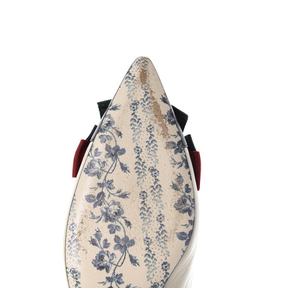 Gucci Malaga Kid Web Bow Jane Low Heel Slingback Pumps 38.5 Vintage White 13 of 15