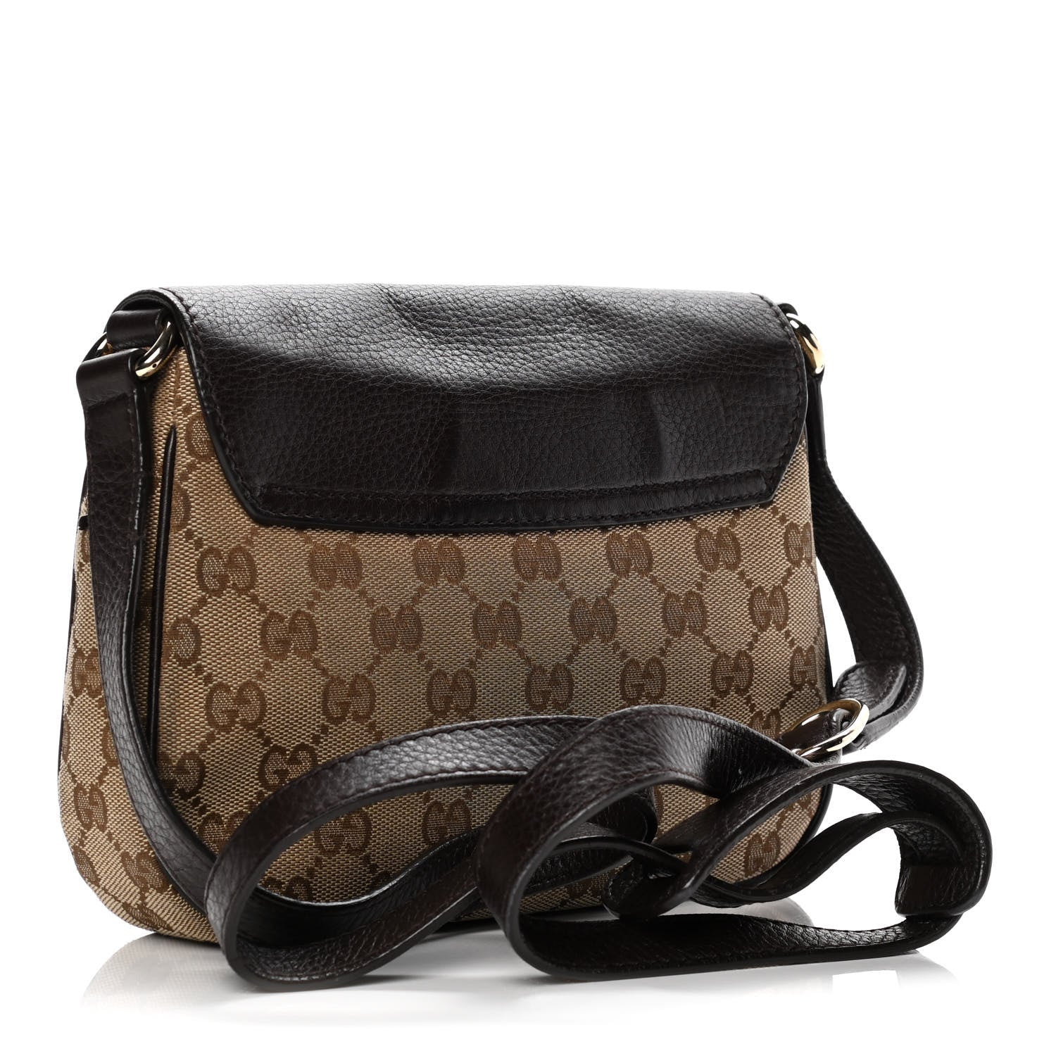 Gucci Monogram Pebbled Calfskin Web Small Dressage Shoulder Bag Dark Brown 2 of 15
