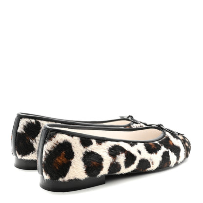 Chanel Pony Hair Cap Toe CC Ballerina Flats 38.5 White Brown Black 5 of 10
