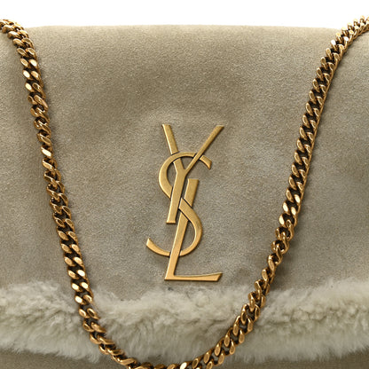 Saint Laurent Shearling Calfskin Medium Reversible Monogram Kate Satchel Grey 7 of 9