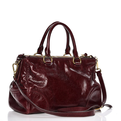 Miu Miu Vitello Shine Double Zip Tote Amaranth 4 of 18