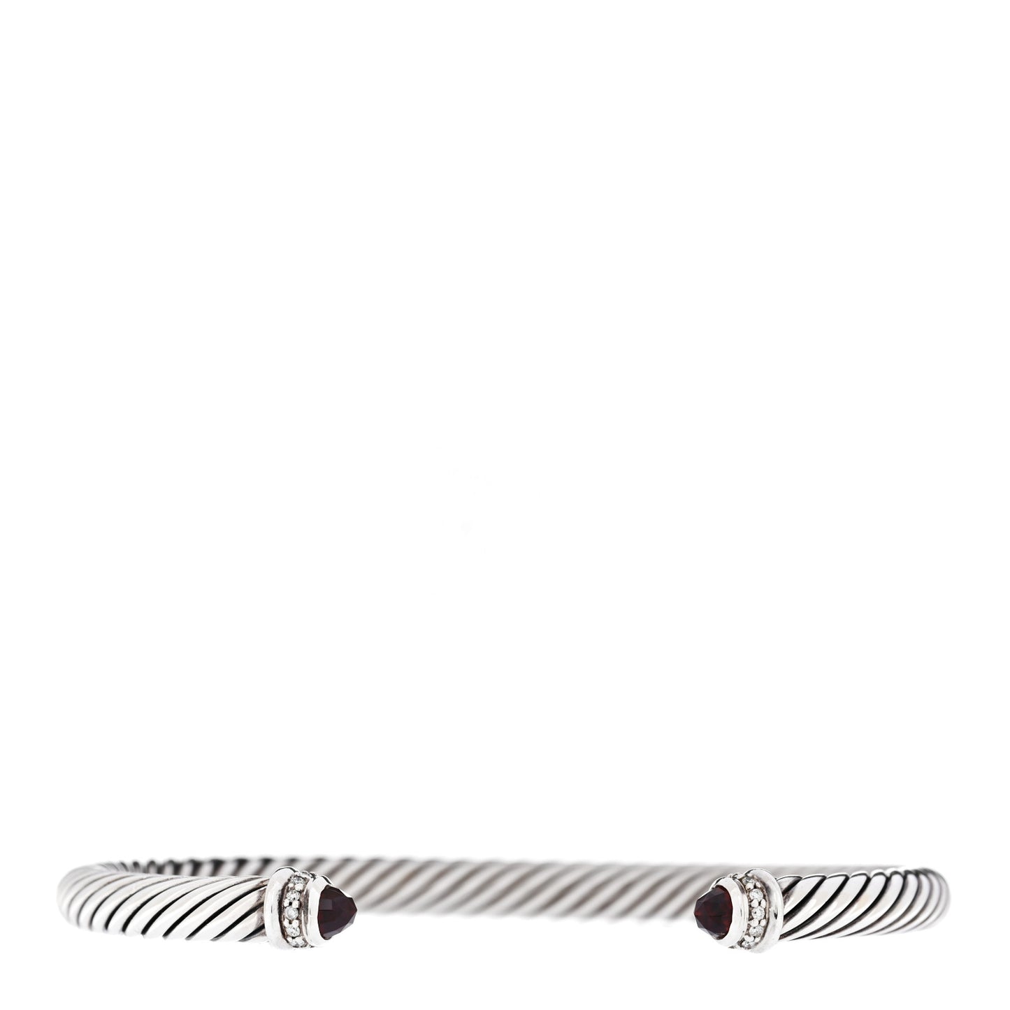 Sterling Silver Diamond Garnet 5mm Cable Classics Bracelet