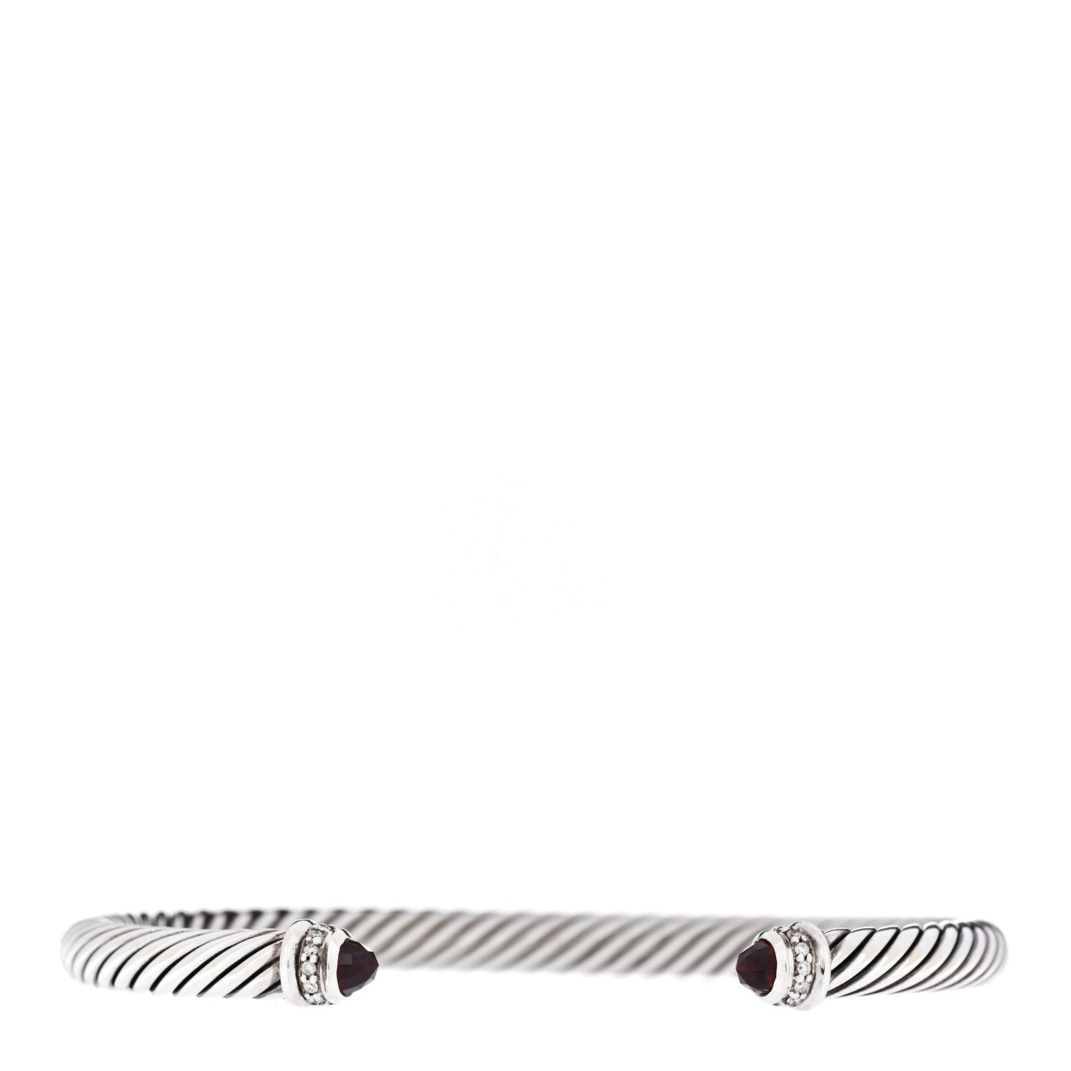 David Yurman Sterling Silver Diamond Garnet 5mm Cable Classics Bracelet 1 of 5