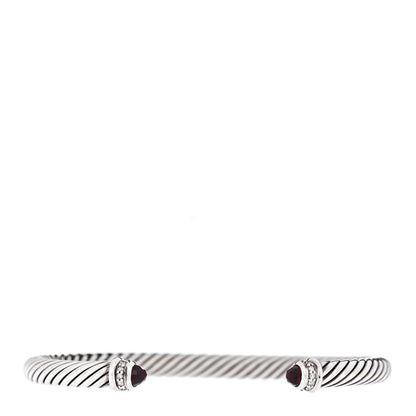 David Yurman Sterling Silver Diamond Garnet 5mm Cable Classics Bracelet 1 of 5